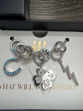 Bomb Party Outlaw UNICORN Rhodium Turquoise Charm Necklace with